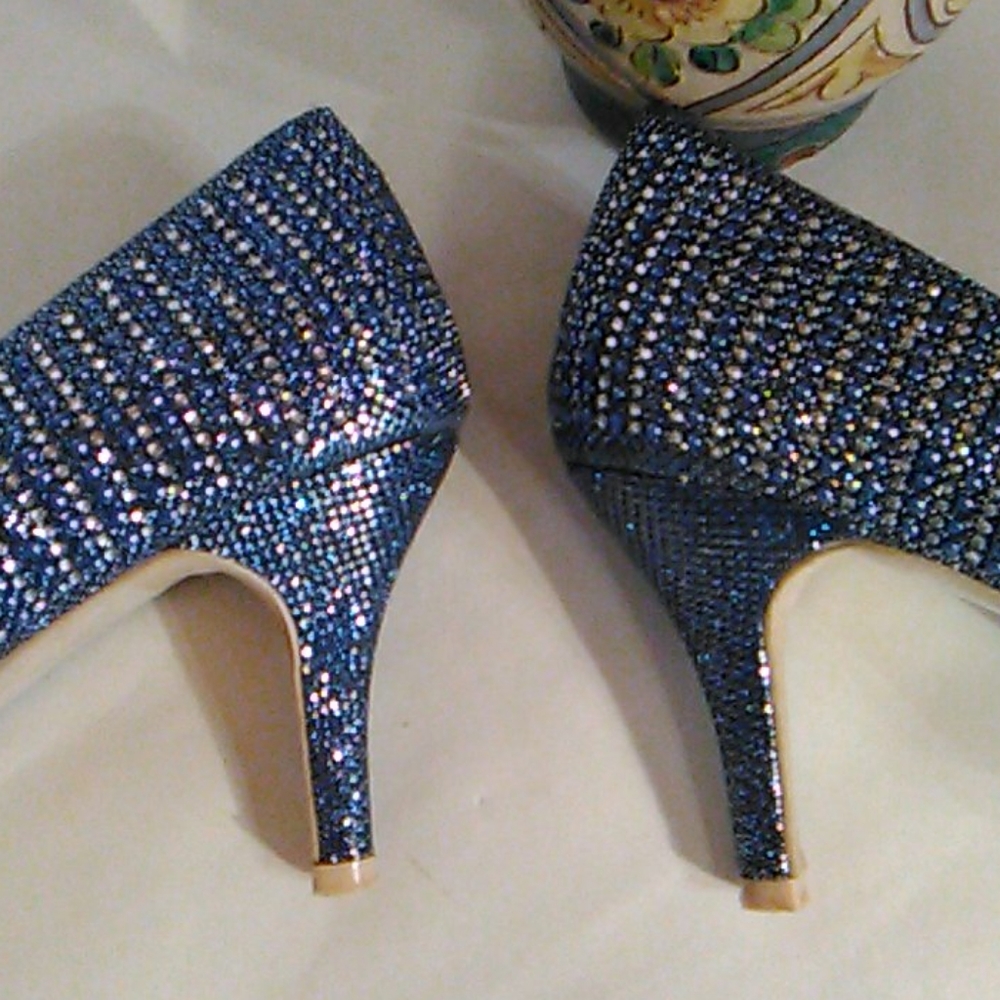 Mila Lady Sparkly Blue Heels - Picture 9 of 13